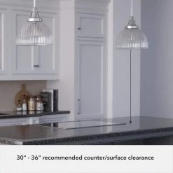 Cypress Grove 1 Light Brushed Nickel Island Pendant Light with Clear Holophane Glass Shade Dining Room Light by Hunter -Hunter Sales brushed nickel hunter chandeliers 19349 77 1000