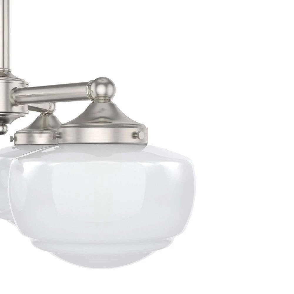 Saddle Creek 3-Light Brushed Nickel Chandelier with Cased White Glass Shades by Hunter 6 Saddle Creek 3-Light Brushed Nickel Chandelier with Cased White Glass Shades by Hunter - Image 4