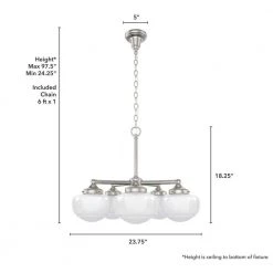 Saddle Creek 5-Light Brushed Nickel Shaded Chandelier with Cased White Glass Shades by Hunter 13 Saddle Creek 5-Light Brushed Nickel Shaded Chandelier with Cased White Glass Shades by Hunter -Hunter Sales brushed nickel hunter chandeliers 19359 1d 1000