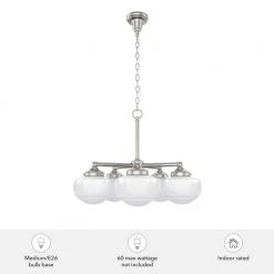 Saddle Creek 5-Light Brushed Nickel Shaded Chandelier with Cased White Glass Shades by Hunter 14 Saddle Creek 5-Light Brushed Nickel Shaded Chandelier with Cased White Glass Shades by Hunter -Hunter Sales brushed nickel hunter chandeliers 19359 66 1000