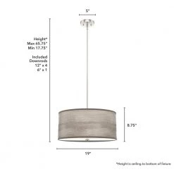 Solhaven 3-Light Brushed Nickel Shaded Pendant Light with Hardback Shade by Hunter -Hunter Sales brushed nickel hunter chandeliers 19379 1d 1000