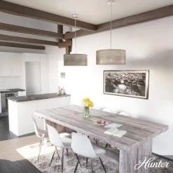 Solhaven 3-Light Brushed Nickel Shaded Pendant Light with Hardback Shade by Hunter -Hunter Sales brushed nickel hunter chandeliers 19379 40 1000