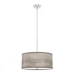 Solhaven 3-Light Brushed Nickel Shaded Pendant Light with Hardback Shade by Hunter