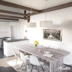 Solhaven 3-Light Brushed Nickel Shaded Pendant Light with Hardback Shade by Hunter -Hunter Sales brushed nickel hunter chandeliers 19380 40 1000