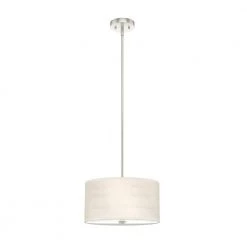 Solhaven 3-Light Brushed Nickel Shaded Pendant Light with Hardback Shade by Hunter