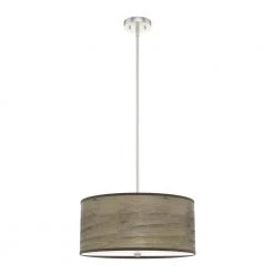 Solhaven 3-Light Brushed Nickel Shaded Pendant Light with Hardback Shade by Hunter