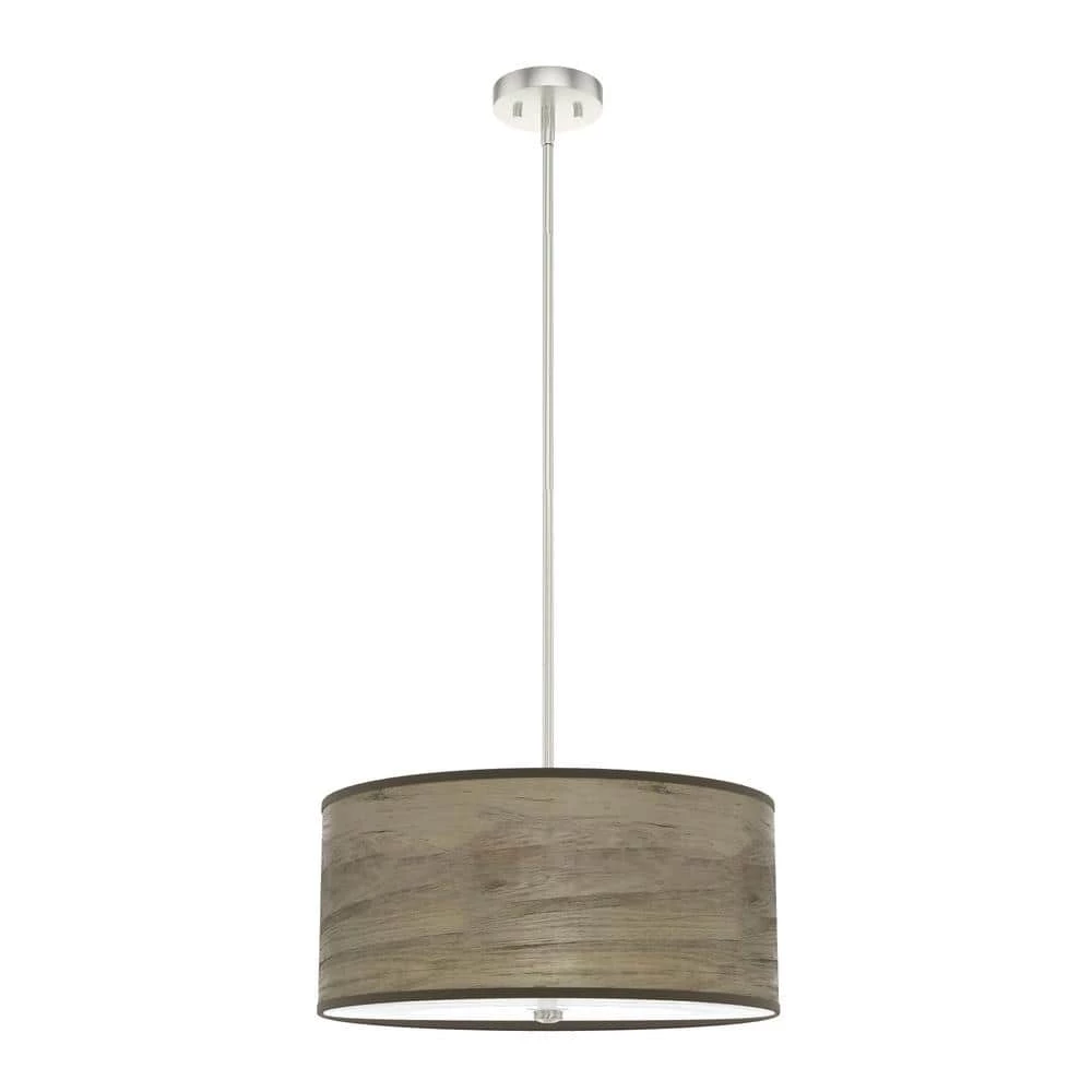 Solhaven 3-Light Brushed Nickel Shaded Pendant Light with Hardback Shade by Hunter 3 Solhaven 3-Light Brushed Nickel Shaded Pendant Light with Hardback Shade by Hunter