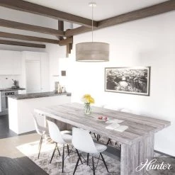 Solhaven 4-Light Brushed Nickel Shaded Pendant Light with Hardback Shade by Hunter -Hunter Sales brushed nickel hunter chandeliers 19382 40 1000