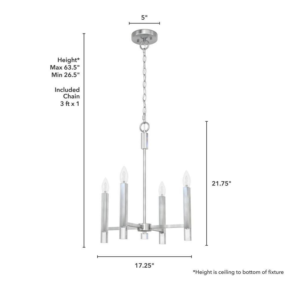 Sunjai 4-Light Brushed Nickel Candlestick Pendant Light by Hunter 8 Sunjai 4-Light Brushed Nickel Candlestick Pendant Light by Hunter - Image 6