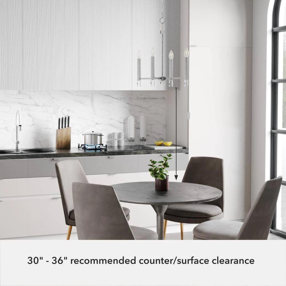 Sunjai 4-Light Brushed Nickel Candlestick Pendant Light by Hunter 9 Sunjai 4-Light Brushed Nickel Candlestick Pendant Light by Hunter - Image 7