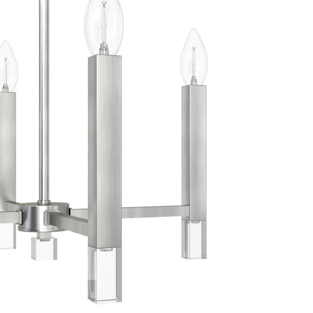 Sunjai 4-Light Brushed Nickel Candlestick Pendant Light by Hunter 6 Sunjai 4-Light Brushed Nickel Candlestick Pendant Light by Hunter - Image 4