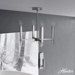 Sunjai 4-Light Brushed Nickel Candlestick Pendant Light by Hunter 12 Sunjai 4-Light Brushed Nickel Candlestick Pendant Light by Hunter -Hunter Sales brushed nickel hunter chandeliers 19516 e1 1000