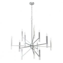 Sunjai 12-Light Brushed Nickel Candlestick Chandelier by Hunter