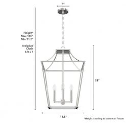 Laurel Ridge 4-Light Brushed Nickel Lantern Pendant Light by Hunter -Hunter Sales brushed nickel hunter chandeliers 19705 1d 1000