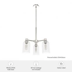 Lochemeade 3 Light Brushed Nickel Chandelier with Clear Seeded Glass Shades Kitchen Light by Hunter 13 Lochemeade 3 Light Brushed Nickel Chandelier with Clear Seeded Glass Shades Kitchen Light by Hunter -Hunter Sales brushed nickel hunter chandeliers 19706 1d 1000