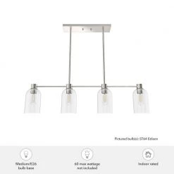 Lochemeade 4 Light Brushed Nickel Shaded Chandelier with Clear Seeded Glass Shades Kitchen Light by Hunter -Hunter Sales brushed nickel hunter chandeliers 19714 1d 1000