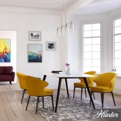 Lochemeade 4 Light Brushed Nickel Shaded Chandelier with Clear Seeded Glass Shades Kitchen Light by Hunter -Hunter Sales brushed nickel hunter chandeliers 19714 40 1000