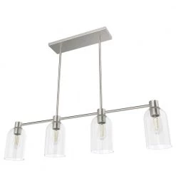 Lochemeade 4 Light Brushed Nickel Shaded Chandelier with Clear Seeded Glass Shades Kitchen Light by Hunter -Hunter Sales brushed nickel hunter chandeliers 19714 4f 1000