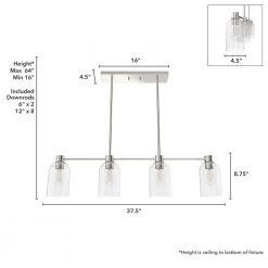 Lochemeade 4 Light Brushed Nickel Shaded Chandelier with Clear Seeded Glass Shades Kitchen Light by Hunter -Hunter Sales brushed nickel hunter chandeliers 19714 66 1000