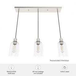 Lochemeade 3 Light Brushed Nickel Shaded Chandelier with Clear Seeded Glass Shades Kitchen Light by Hunter -Hunter Sales brushed nickel hunter chandeliers 19716 1d 1000