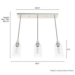 Lochemeade 3 Light Brushed Nickel Shaded Chandelier with Clear Seeded Glass Shades Kitchen Light by Hunter -Hunter Sales brushed nickel hunter chandeliers 19716 66 1000