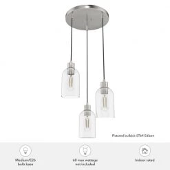 Lochemeade 3 Light Brushed Nickel Waterfall Chandelier with Clear Seeded Glass Shades Kitchen Light by Hunter 13 Lochemeade 3 Light Brushed Nickel Waterfall Chandelier with Clear Seeded Glass Shades Kitchen Light by Hunter -Hunter Sales brushed nickel hunter chandeliers 19718 1d 1000