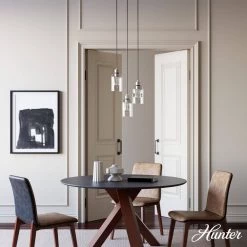 Lochemeade 3 Light Brushed Nickel Waterfall Chandelier with Clear Seeded Glass Shades Kitchen Light by Hunter 11 Lochemeade 3 Light Brushed Nickel Waterfall Chandelier with Clear Seeded Glass Shades Kitchen Light by Hunter -Hunter Sales brushed nickel hunter chandeliers 19718 40 1000
