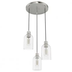 Lochemeade 3 Light Brushed Nickel Waterfall Chandelier with Clear Seeded Glass Shades Kitchen Light by Hunter