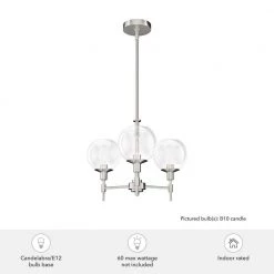 Xidane 3-Light Brushed Nickel Crystal Chandelier with Clear Glass Shades by Hunter -Hunter Sales brushed nickel hunter chandeliers 19740 1d 1000