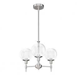 Xidane 3-Light Brushed Nickel Crystal Chandelier with Clear Glass Shades by Hunter