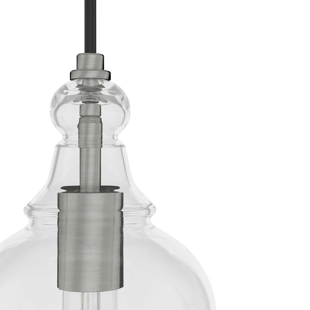 Maple Park 3 Light Brushed Nickel Linear Chandelier with Clear Glass Shades Kitchen Light by Hunter 6 Maple Park 3 Light Brushed Nickel Linear Chandelier with Clear Glass Shades Kitchen Light by Hunter - Image 4