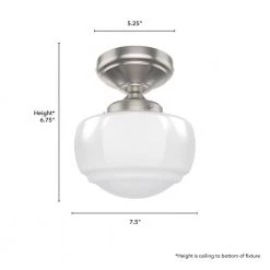 Saddle Creek 6.75 in. 1-Light Brushed Nickel Semi-Flush Mount with Cased White Glass Shade by Hunter -Hunter Sales brushed nickel hunter flush mount lights 19048 c3 1000