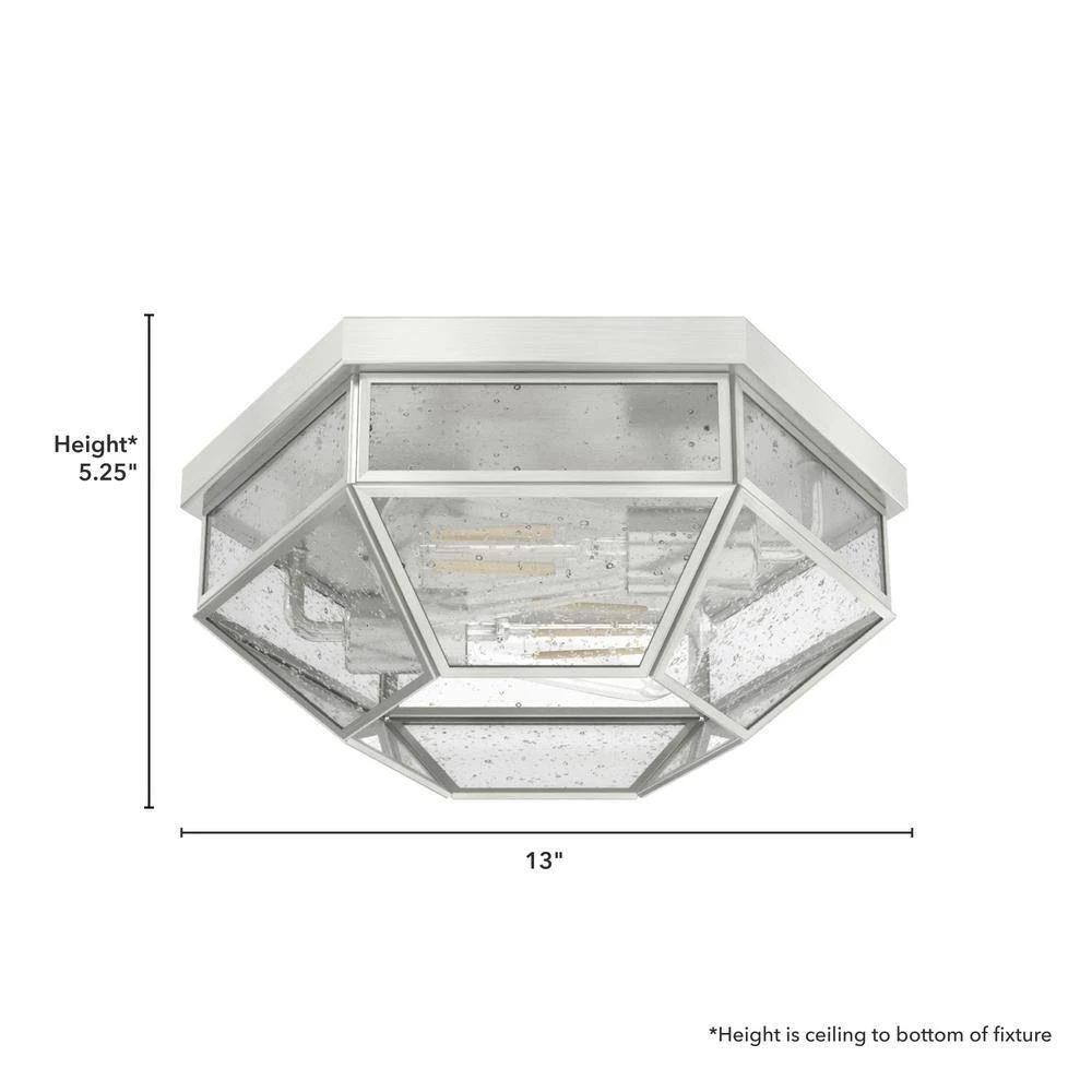 Indria 13 in. 2 Light Brushed Nickel Flush Mount Bathroom Light by Hunter 8 Indria 13 in. 2 Light Brushed Nickel Flush Mount Bathroom Light by Hunter - Image 6