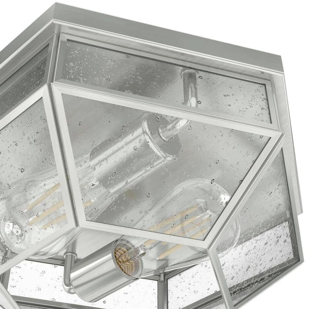 Indria 13 in. 2 Light Brushed Nickel Flush Mount Bathroom Light by Hunter 6 Indria 13 in. 2 Light Brushed Nickel Flush Mount Bathroom Light by Hunter - Image 4