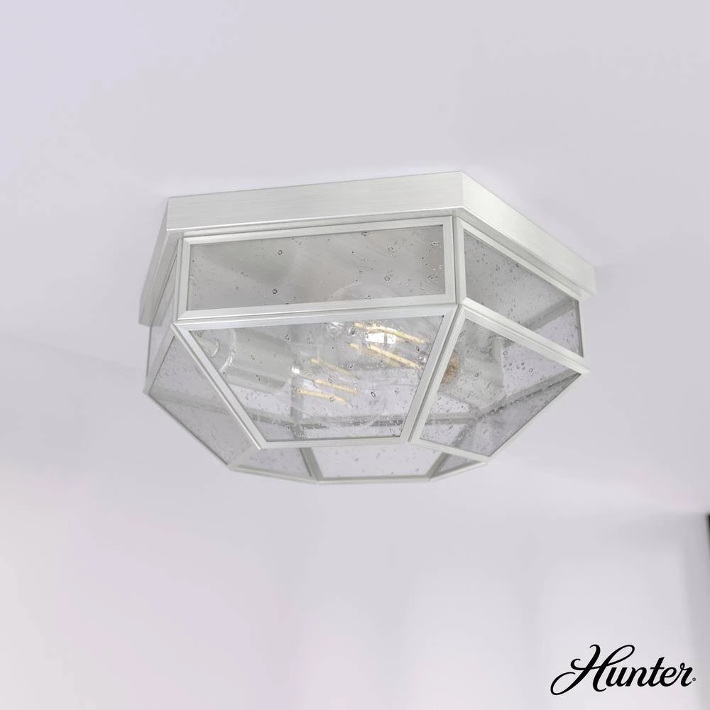 Indria 13 in. 2 Light Brushed Nickel Flush Mount Bathroom Light by Hunter 4 Indria 13 in. 2 Light Brushed Nickel Flush Mount Bathroom Light by Hunter - Image 2