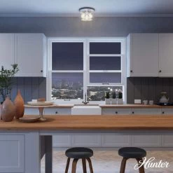 Devon Park 13 in. 3 Light Brushed Nickel Flush Mount Kitchen Light by Hunter -Hunter Sales brushed nickel hunter flush mount lights 19152 40 1000