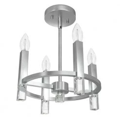 Sunjai 12.25 in. 4-Light Brushed Nickel Semi-Flush Mount by Hunter