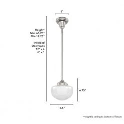 Saddle Creek 1-Light Brushed Nickel Schoolhouse Mini Pendant Light with Cased White Glass Shade by Hunter -Hunter Sales brushed nickel hunter pendant lights 19026 66 1000