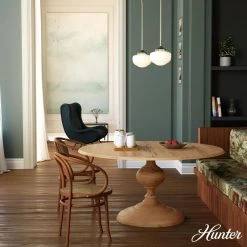 Saddle Creek 1-Light Brushed Nickel Schoolhouse Mini Pendant Light with Cased White Glass Shade by Hunter -Hunter Sales brushed nickel hunter pendant lights 19026 a0 1000