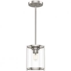 Astwood 1 Light Brushed Nickel Mini Pendant with Glass Shade Kitchen Light by Hunter
