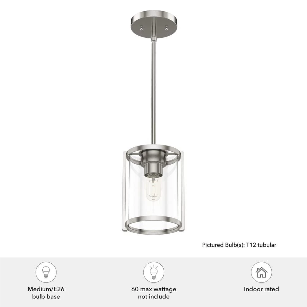 Astwood 1 Light Brushed Nickel Mini Pendant with Glass Shade Kitchen Light by Hunter 6 Astwood 1 Light Brushed Nickel Mini Pendant with Glass Shade Kitchen Light by Hunter - Image 4