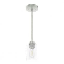 Hartland 1 Light Brushed Nickel Mini Pendant with Glass Shade Kitchen Light by Hunter -Hunter Sales brushed nickel hunter pendant lights 19166 77 1000