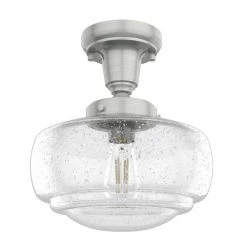 Saddle Creek 1 Light Brushed Nickel Mini Pendant with Seeded Glass Shade Kitchen Light by Hunter -Hunter Sales brushed nickel hunter pendant lights 19189 77 1000