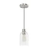 Lochemeade 1 Light Brushed Nickel Mini Pendant with Seeded Glass Shade Kitchen Light by Hunter 2 Lochemeade 1 Light Brushed Nickel Mini Pendant with Seeded Glass Shade Kitchen Light by Hunter -Hunter Sales brushed nickel hunter pendant lights 19200 64 1000