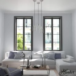Lochemeade 1 Light Brushed Nickel Mini Pendant with Seeded Glass Shade Kitchen Light by Hunter -Hunter Sales brushed nickel hunter pendant lights 19200 a0 1000