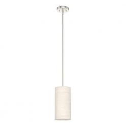 Solhaven 1-Light Brushed Nickel Island Mini-Pendant Light with Hardback Shade by Hunter