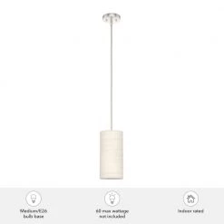 Solhaven 1-Light Brushed Nickel Island Mini-Pendant Light with Hardback Shade by Hunter -Hunter Sales brushed nickel hunter pendant lights 19240 c3 1000