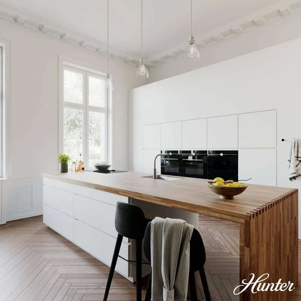 Van Nuys 1 Light Brushed Nickel Island Pendant Light with Glass Shade Dining Room Light by Hunter 5 Van Nuys 1 Light Brushed Nickel Island Pendant Light with Glass Shade Dining Room Light by Hunter - Image 3