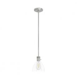 Van Nuys 1 Light Brushed Nickel Island Pendant Light with Glass Shade Dining Room Light by Hunter