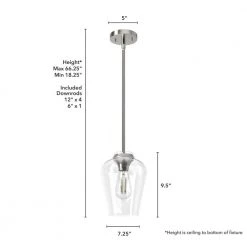 Vidria 1 Light Brushed Nickel Mini Pendant Light with Clear Glass Shade Kitchen Light by Hunter 14 Vidria 1 Light Brushed Nickel Mini Pendant Light with Clear Glass Shade Kitchen Light by Hunter -Hunter Sales brushed nickel hunter pendant lights 19723 66 1000